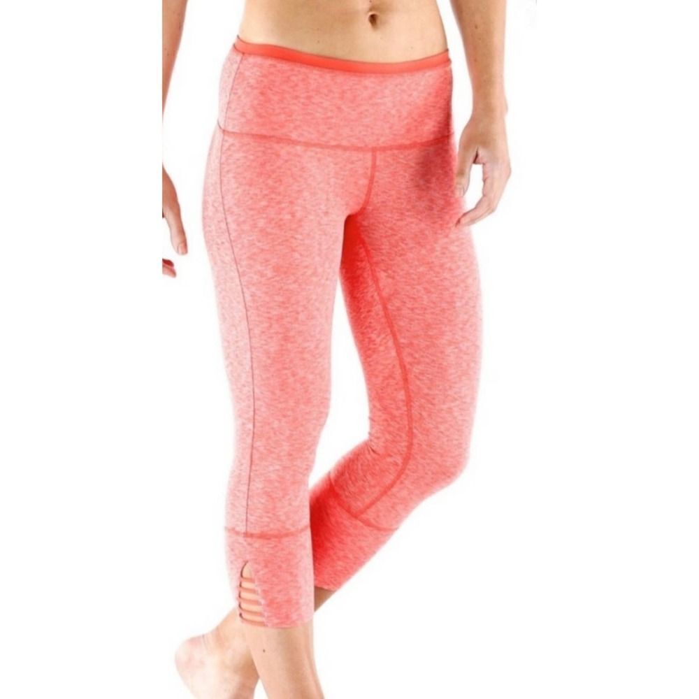 PrAna Tori Activewear Capri Pants Coral Orange Cropped Leggings sz M